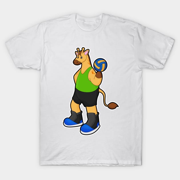 Giraffe as Volleyball player with Volleyball T-Shirt by Markus Schnabel